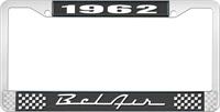 nummerplåtshållare, 1962 BEL AIR  svart/krom, med vit text