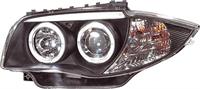 Set Koplampen passend voor BMW 1-Serie E81/E87 2004-2011 - Zwart - incl. Angel-Eyes