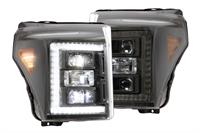 Headlights, XB Hybrid Led Projector, LED, Black Housing, Clear Lens