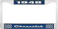 nummerplåtshållare, 1948 CHEVROLET, blå/krom, med vit text