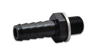 Fitting, Adapter, Straight, 12mm x 1 1/2 in. Male Threads to 3/8 in. Hose Quad Barb, Aluminum, Black Anodized, Each