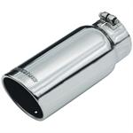 Exhaust Tail Pipe Tip; Stainless Steel Exhaust Tip; 5 in. Tip Dia. x 4 in. Pipe Dia. x 12 in. Length; Rolled E