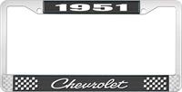 1951 CHEVROLET BLACK AND CHROME LICENSE PLATE FRAME WITH WHITE LETTERING