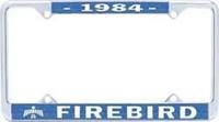 License Plate Frame, Steel, Chrome/Blue, 1984 Firebird Logo, Each