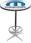 2001-13 Style Mopar Omega Logo Pub Table With Chrome Base And Foot Rest