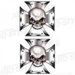 Stickerset Skull in IronCross - 2x 8x8cm