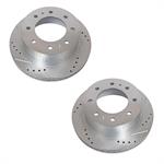 Brake Rotor, Zinc Plated, Drilled and Slotted Surface, Chevy, GMC, Rear, Pair