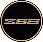 "GTA WHEEL CENTER CAP EMBLEM Z28 2-1/8"" GOLD LOGO/BLACK BACKGROUND"