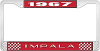 nummerplåtshållare, 1967 IMPALA röd/krom , med vit text