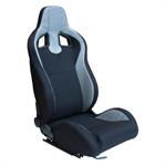 Sport seat 'MR' - Black Synthetic leather + Grey Pine Fabric- Dual-side reclinable back-rest - incl. slides