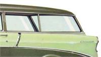 Chevy Rear Curved Quarter Glass, Left, Clear, 2-Door Wagon,1955-1957
