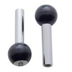 Door Lock Knobs, 8-Ball, Thread On, Aluminum/Plastic, Black/Chrome, Pair