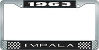 1963 IMPALA BLACK AND CHROME LICENSE PLATE FRAME WITH WHITE LETTERING