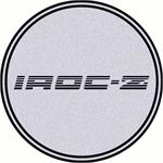 "R15 WHEEL CENTER CAP EMBLEM IROC-Z 2-15/16"" BLACK LOGO/SILVER BACKGROUND"