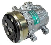 Sanden 706 Style "Peanut" A/C Compressor w/ 6-Rib Serpentine Clutch Pulley - Natural Finish - SD7B10