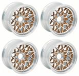 15" x 8" cast aluminum "Snowflake" wheels, gold