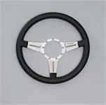 Steering Wheel, Mark 4 Elegante, Aluminum, Polished, Leather/Black, 3-Spoke, 14 in.