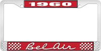 nummerplåtshållare, 1960 BEL AIR röd/krom , med vit text