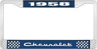 nummerplåtshållare, 1958 CHEVROLET blå/krom, med vit text