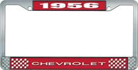 nummerplåtshållare, 1956 CHEVROLET röd/krom , med vit text