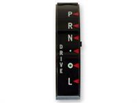 Shift Indicator Plates, Cruise-O-Matic, Plastic, Clear with Black Backround, White Letters, Ford