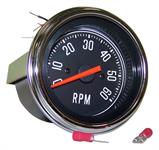 Gauge, Tachometer, OEM Replacement Style, Analog, 0-6,000 rpm, 2 7/16 in., Black Face, Chrome Bezel