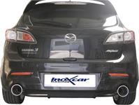 100% RVS Dubbele Sportuitlaat passend voor Mazda 3 2.3Di MPS (260pk) 2010- Links/Rechts 120mm Mega