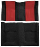 1970 Mustang Mach 1 Passenger Area Nylon Floor Carpet - Black with Red Inserts