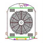 Radiator Combo, Exact Fit, Aluminum, Downflow, 2-row, Single Fan, Transmission Cooler