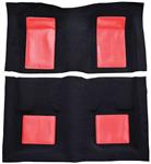 1969 Mustang Mach 1 Passenger Area Nylon Floor Carpet - Black with Red Inserts
