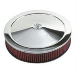 Air Filter Assembly, 14 in. Diameter, Round, Steel, Chrome, 3 in. Filter Height