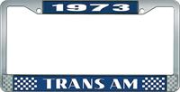 1973 Trans Am Style #2 License Plate Frame - Blue and Chrome with  White Lettering