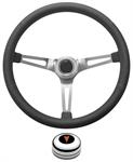 Steering Wheel Kit, 1969-77 Pontiac, Retro w/Slots, Pontiac Crest Cap, Polished