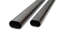 Oval Exhaust Tubing, Straight, 3" Dia, Stainless Steel, 5 ft.