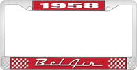 nummerplåtshållare, 1958 BEL AIR röd/krom , med vit text