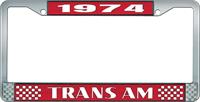 1974 Trans Am Style #2 License Plate Frame - Red and Chrome with  White Lettering