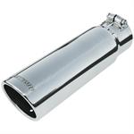 Exhaust Tip, Stainless, Polished, Slant/Rolled Edge, 3 in. Inlet, 3.5 in. Outlet, 12 in. Long