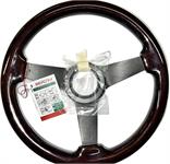 Steering Wheel Wood 3-spoke with Black Spokes 350mm