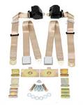 3-Point Shoulder Harness & Seat Belt Kit, Retractable, Retrofit, Saddle, 1963-1967