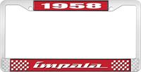 nummerplåtshållare, 1958 IMPALA röd/krom , med vit text