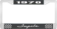 1970 IMPALA BLACK AND CHROME LICENSE PLATE FRAME WITH WHITE LETTERING