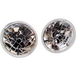 7" Tri-Bar Round Headlight Set; Black Dot; H4 Halogen; 12 Volt