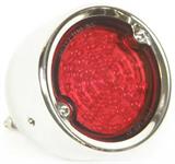baklampa, rostfri med rött glas, LED