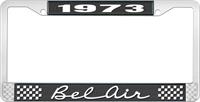 nummerplåtshållare, 1973 BEL AIR  svart/krom, med vit text