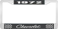 1972 CHEVROLET BLACK AND CHROME LICENSE PLATE FRAME WITH WHITE LETTERING
