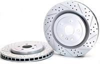 Brake Rotors, Cross-Drilled, Slotted, Iron, Zinc, Rear, Chevy, V8, Pair