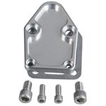 Fuel Pump Block-Off Plate, Aluminum, Clear Anodized, Chevy, Small Block, Each