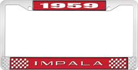 nummerplåtshållare, 1959 IMPALA röd/krom , med vit text