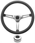 Steering Wheel Kit, 1969-89 GM, Retro w/Slots, Plain Cap, Black/Polished