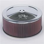 Air Filter Assembly, 14 in. Diameter, Round, Steel/Chrome, K&N Logo, 6 in. Filter Height